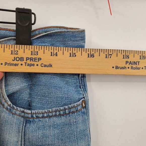 American Eagle Vintage Hi Rise Two Tone Frayed Hem Button Fly Jeans Women Size 8 - Picture 14 of 16